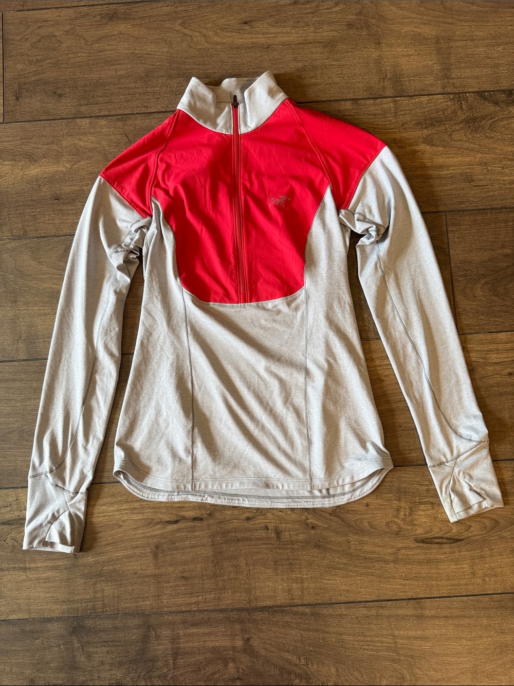 Arc'teryx Half-Zip Pullover in Orange Red and Light Gray